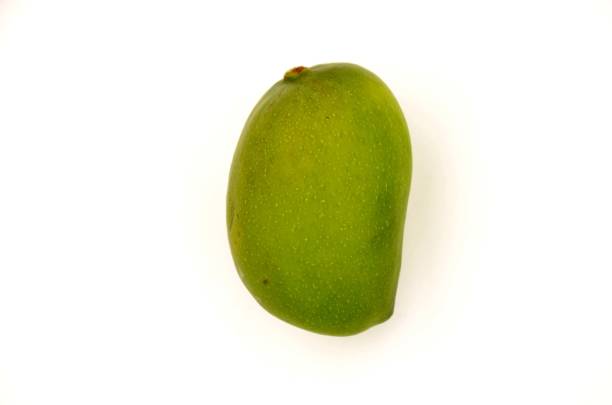 istock the ripe green mango isolated on white background. 1343851096