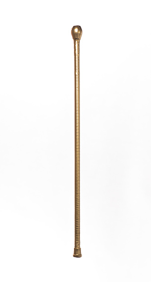 golden elegant walking stick isolated on white background