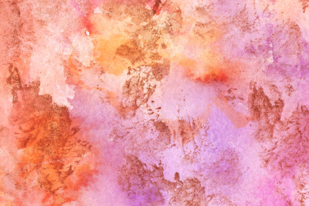 istock Colorful watercolor texture with golden scuffs. Abstract hand-drawn background. 1343853098