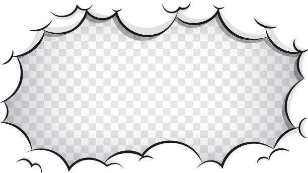Comic cloud frame on transparent background. Pop art background. Boom, pow effect. Explosion with puffs of smoke.