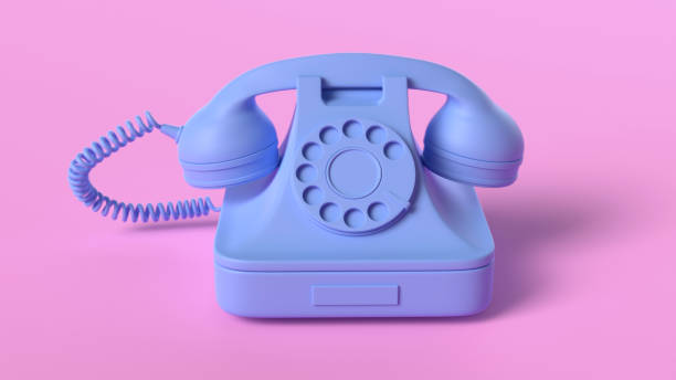 istock Render of Blue Vintage Phone isolated on pink background 1343859246