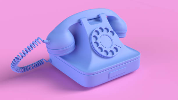 istock Render of Blue Vintage Phone isolated on pink background 1343859301