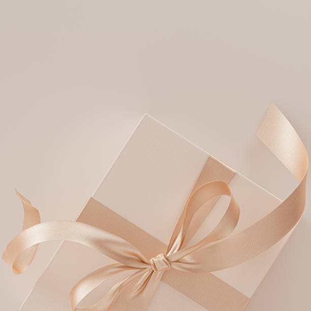 subtelne pastelowe kolorowe pudełko upominkowe i kokardka wstążkowa płasko leżał widok z góry świąteczny baner tło dziękuję koncepcja ilustracja 3d - gift pink box gift box zdjęcia i obrazy z banku zdjęć