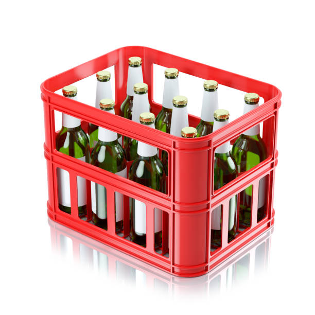 istock Beer bottles in red plastic transport box 1343860867