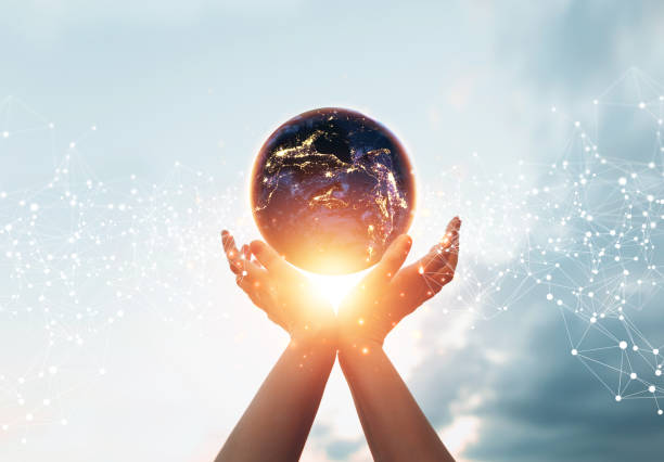 istock Hands holding globe earth with global network connections. Communication network and Technology innovative concept. Elements of this image are furnished by NASA
https://earthobservatory.nasa.gov/features/NightLights 1343861104