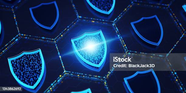 Shield Network Security Concept Stock Photo - Download Image Now - Security System, Security, Shield