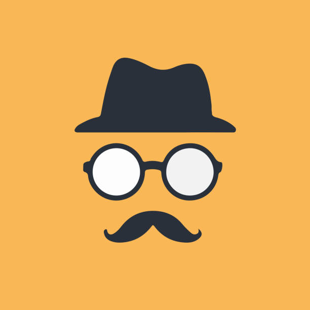 Agent icon. Spy sunglasses. Hat and glasses Agent icon. Spy sunglasses. Hat and glasses bowler hat stock illustrations