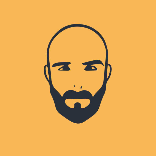 Portrait of a male hipster against a yellow background. Portrait of a male hipster against a yellow background. skinhead haircut stock illustrations