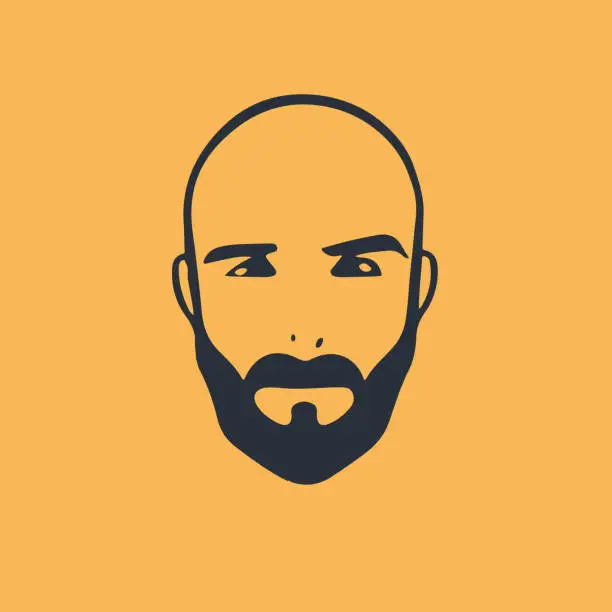 Vector illustration of Portrait of a male hipster against a yellow background.