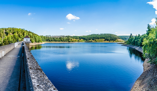 Eckertalsperre with reservoir in the Harz Mountains