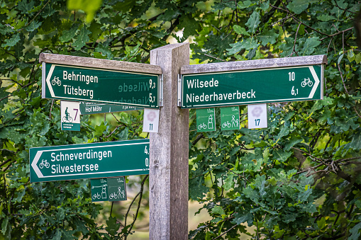 Signposts for cycle paths in the Lüneburg Heath