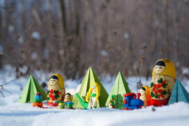 istock Matryoshka, wizard, mermaid, paper Christmas tree and dwarf. 1343878261