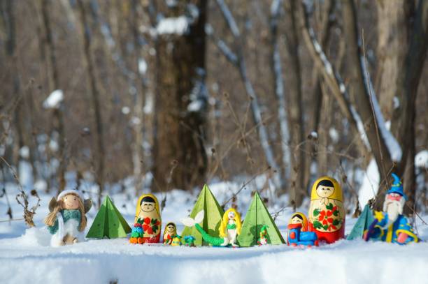 istock Fairy-tale characters in a snowy forest. 1343878330