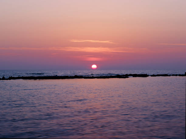 sunset over the sea - greek islands greece day full frame imagens e fotografias de stock