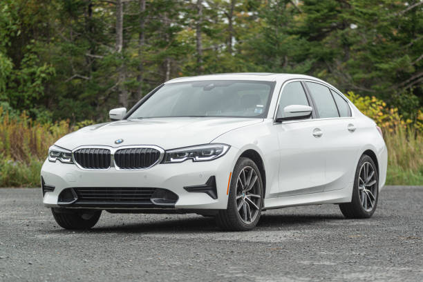 2021 BMW 330i Luxury Sedan September 29, 2021 - Halifax, Canada - A 2021 BMW 330i xDrive all wheel drive sedan featuring an intercooled turbocharged 2.0L engine. bmw stock pictures, royalty-free photos & images