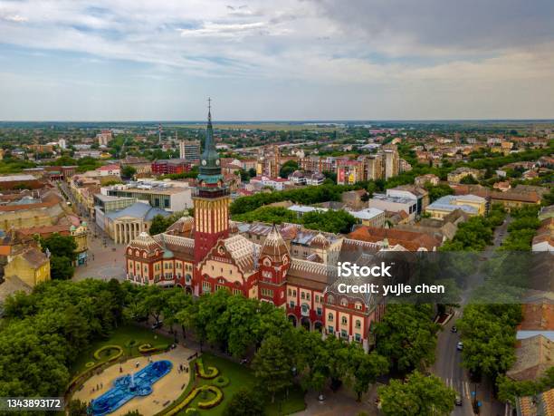 The Drone Aerial View Of City Subotica Serbia Stock Photo - Download Image Now - Serbia, Downtown District, Drone