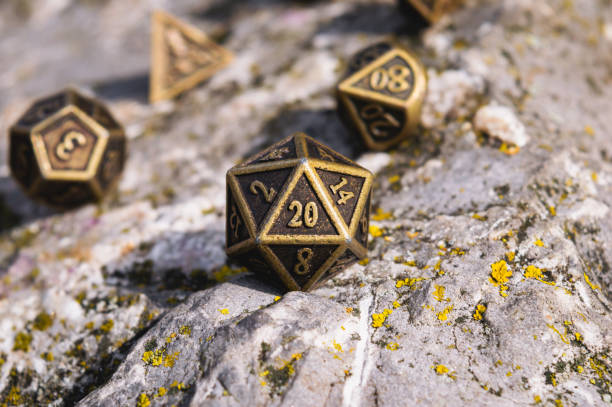istock Close-up of a metallic d20 1343893756