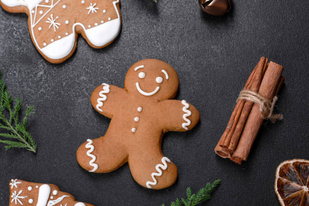 istock Christmas festive gingerbread made at home on a dark table 1343895081