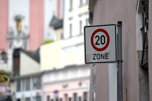 20 km / h encounter zone in Passau, Bavaria, Germany, Europe