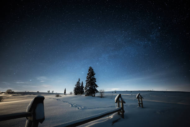 istock Starry winter night in the mountains. 1343897187