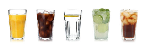 istock Set of different refreshing drinks on white background. Banner design 1343897234