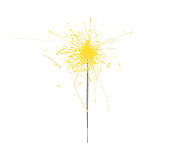 Beautiful sparkler burning on white background. Party decor