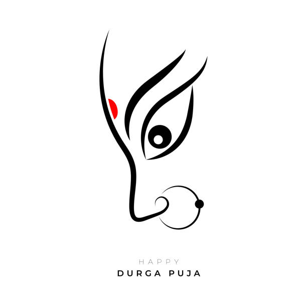 ilustrações, clipart, desenhos animados e ícones de feliz durga puja festival celebration greeting background template design - ceremonial dancing illustrations