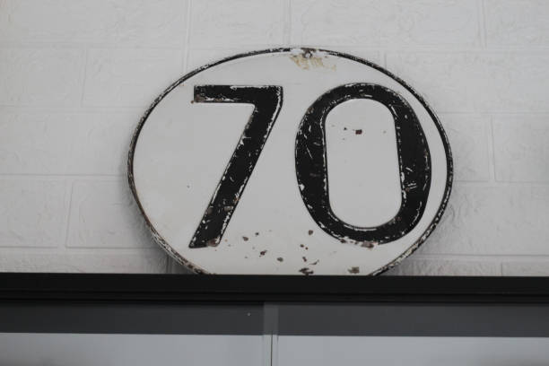 istock old sign of allowed to drive at 70 km per hour 1343901863