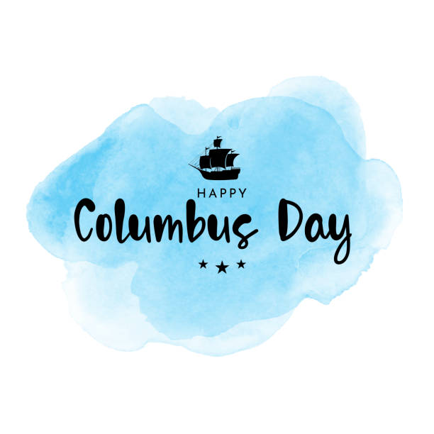 Happy Columbus Day watercolor. Vector Happy Columbus Day watercolor. Vector illustration. EPS10 replica santa maria ship stock illustrations