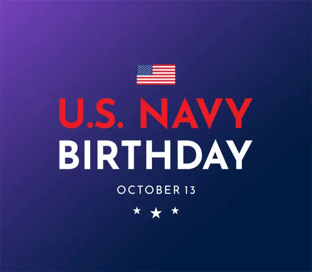 Vector illustration of U.S. Navy Birthday, October 13.  Vector