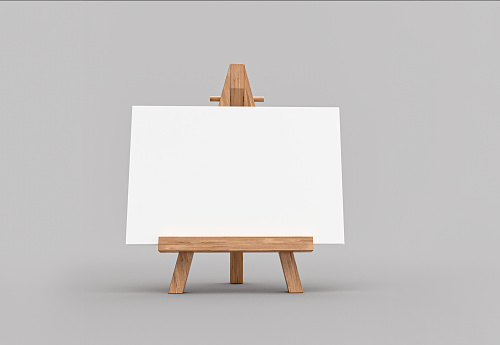 Blank wooden easel calendar for design presentation easel for artist. tripod for painting with empty canvas. 3d illustration