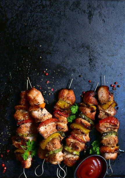 istock Chicken kebab skewers with grilled vegetables 1343910902