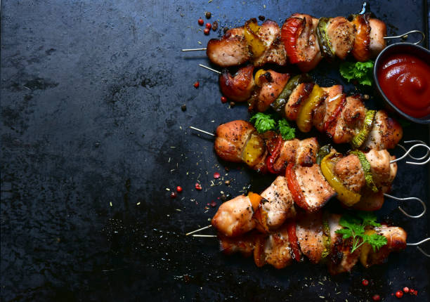 istock Chicken kebab skewers with grilled vegetables 1343910913