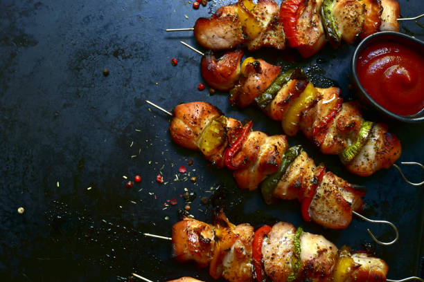 istock Chicken kebab skewers with grilled vegetables 1343910915
