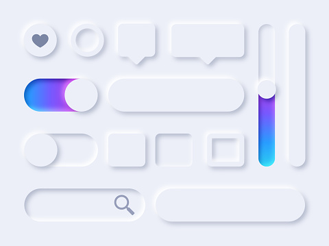 Neumorphic Interface Gui Design Elements Stock Illustration - Download ...