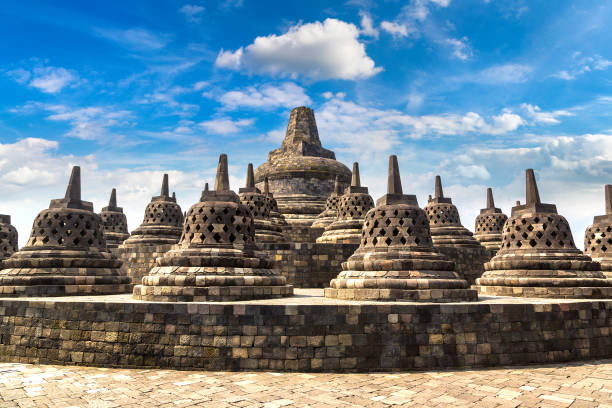 Borobudur temple Java Buddist temple Borobudur near Yogyakarta city, Central Java, Indonesia central java province stock pictures, royalty-free photos & images