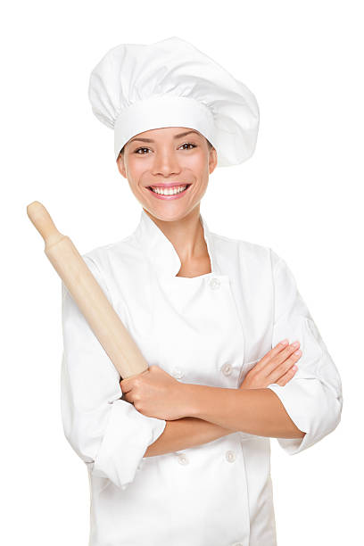 baker/chef mulher - asian ethnicity chef fine dining creativity - fotografias e filmes do acervo
