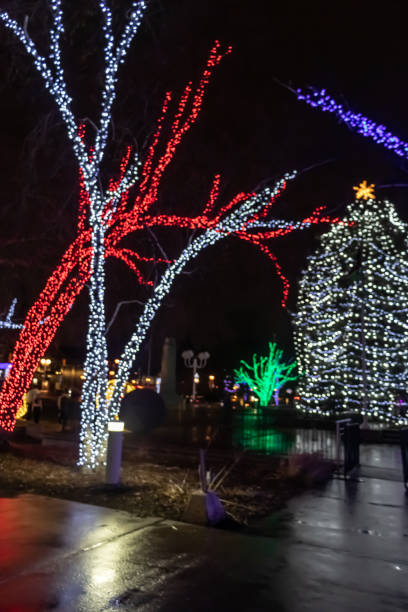 istock Colored festive lights glow on a rainy day 1343948234