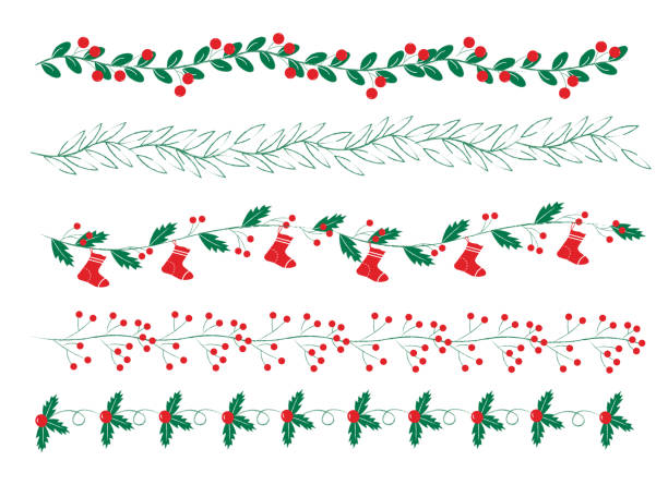 Set of decorative borders for Christmas. Vector illustration. Set of decorative borders for Christmas. For use in postcards, prints, flyers, invitations, covers, packaging. Vector illustration. frame outline silhouette stock illustrations