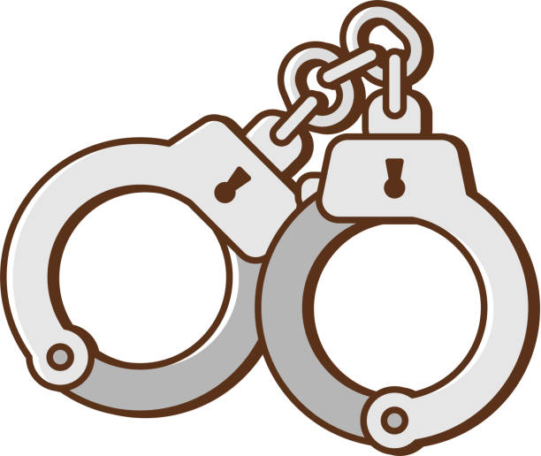 앞에서 볼 수 있는 닫힌 수갑의 클립 아트 - handcuffs stock illustrations