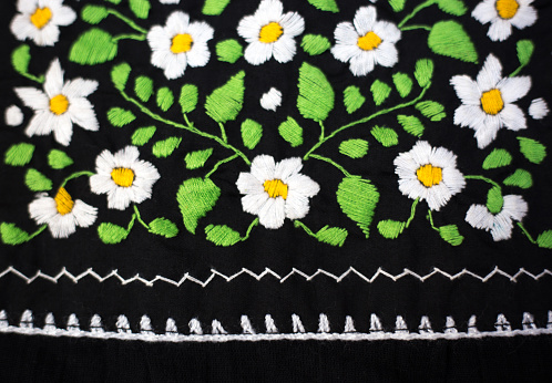 Traditional Mexican Embroidered Cotton Blouse