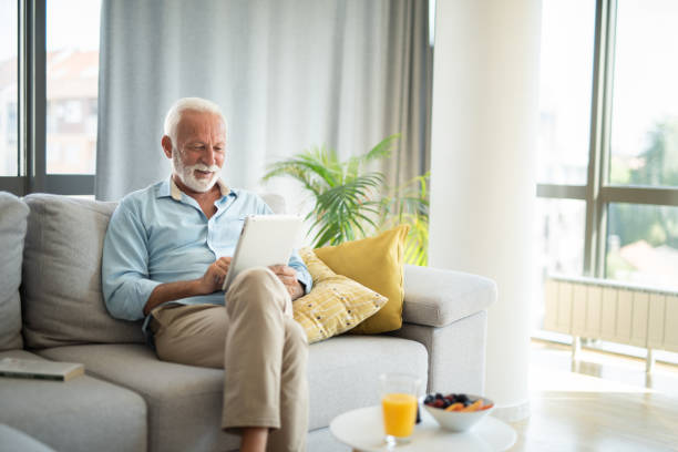 istock Senior man relaxing at home. 1343960714