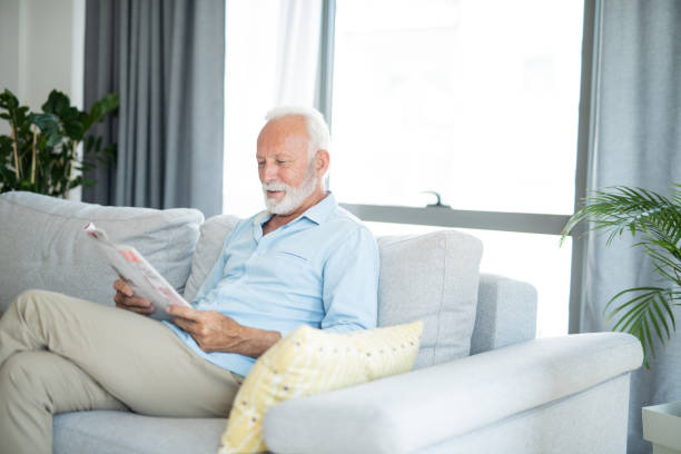 istock Senior man relaxing at home. 1343960925
