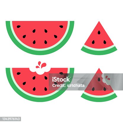 istock Vector Set of Watermelon Flat Design Illustrations 1343976143