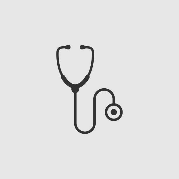 wektorowa prosta izolowana ikona stetoskopu - stethoscope stock illustrations