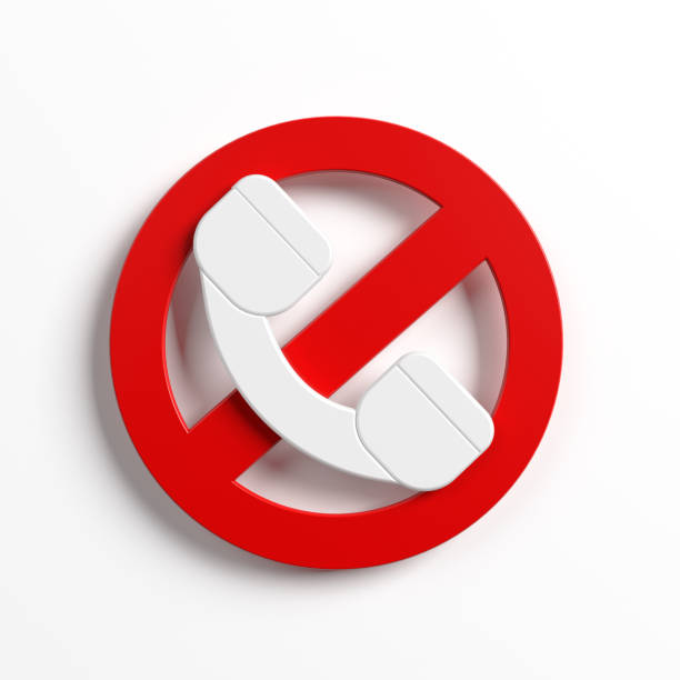 istock Red-colored banned sign and white-colored phone handset symbol. 1343977865