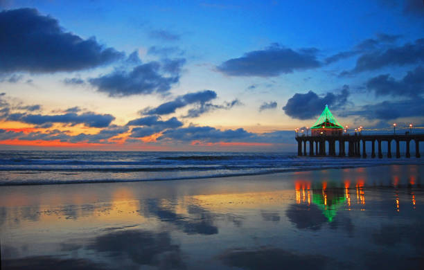 Manhattan Beach Pier at Sunset and Low Tide