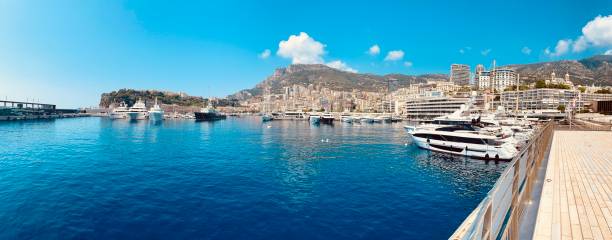 Luxury Yachts in Hercules Port Monaco Cityscape Winter