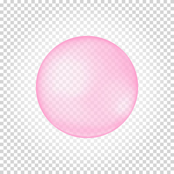 pink collagen bubble on transparent background. cherry or strawberry bubble gum. element of soap foam, bath suds, cleanser liquid, sweet water. vector realistic illustration - bubble gum stock illustrations