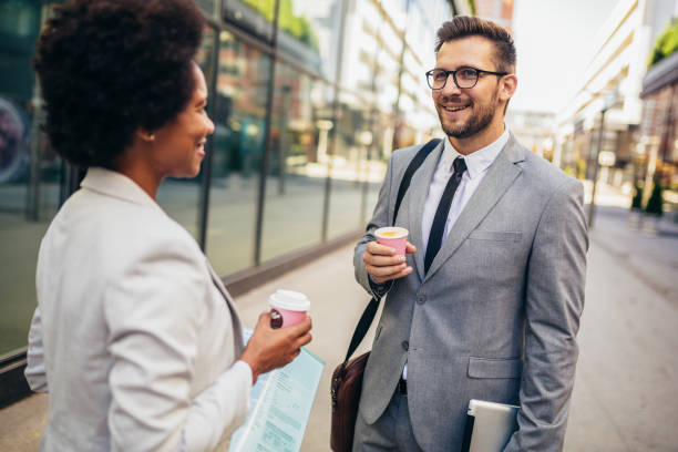 istock Business young team discuss outdoor, coffee break. 1343992433
